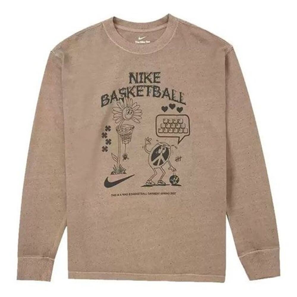 Nike Men's Alphabet Cartoon Yukon Brown Long Sleeve T Shirt Basketball XXL EUC